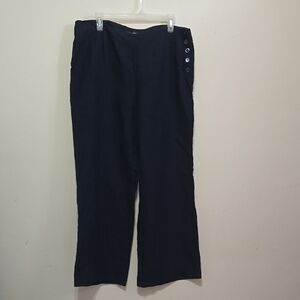 Women's Talbots Navy Blue 💯 % Linen Pants sz 14